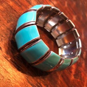 Retro Turquoise Enamel Chunky Bangle Bracelet